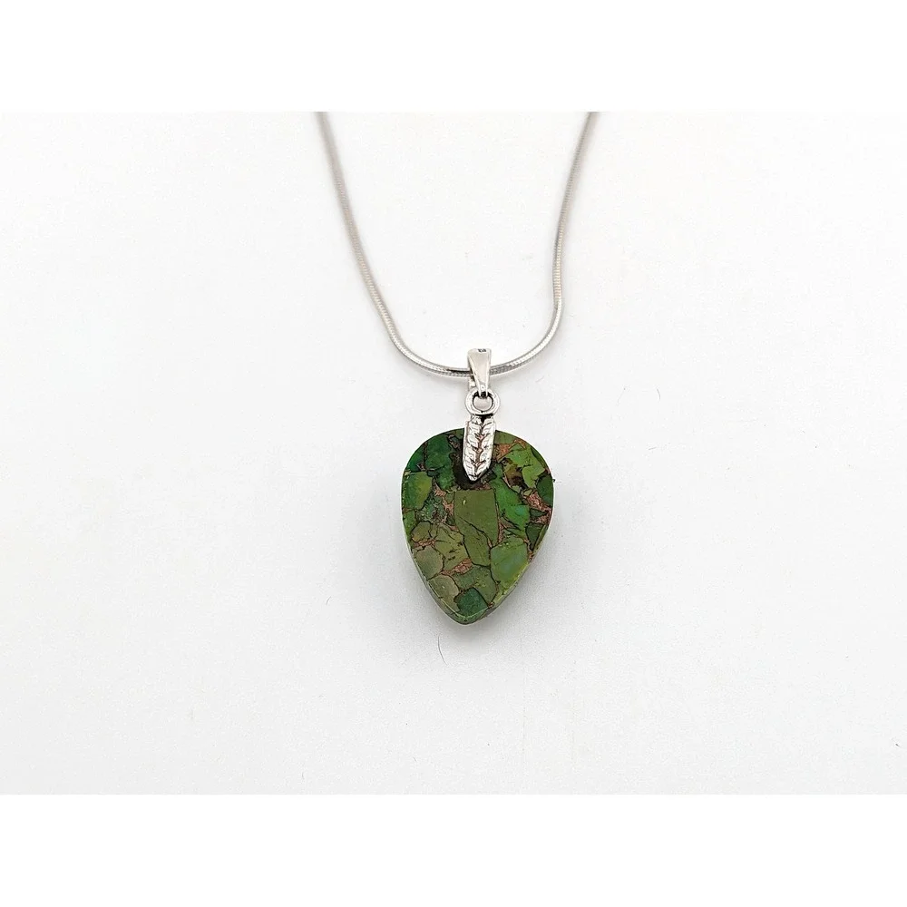 Handmade Mohave Turquoise Kingman Pendant Necklace 18in Sterling Silver Chain **